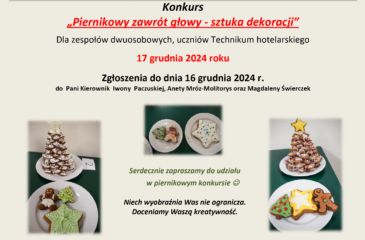 Plakat reklamujący konkurs "Piernikowy zawrót głowy"